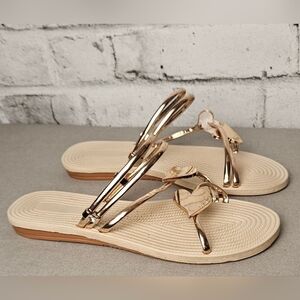 JuucwOut Heart Pattern Multi Strap Gold Sandals